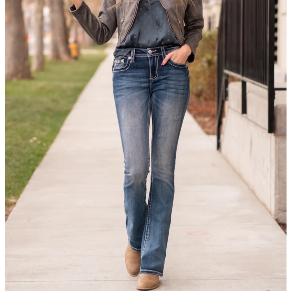 Miss Me BOOT CUT Rhinestone Pocket Jeans
